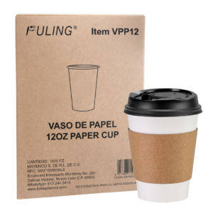 Vaso De Papel Blanco 12oz, Fajilla Y Tapa Pack 1000 pzs