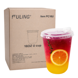 Vasos Pet U 16 Oz Para Bubble Tea Con Tapa Boquilla 1000pz