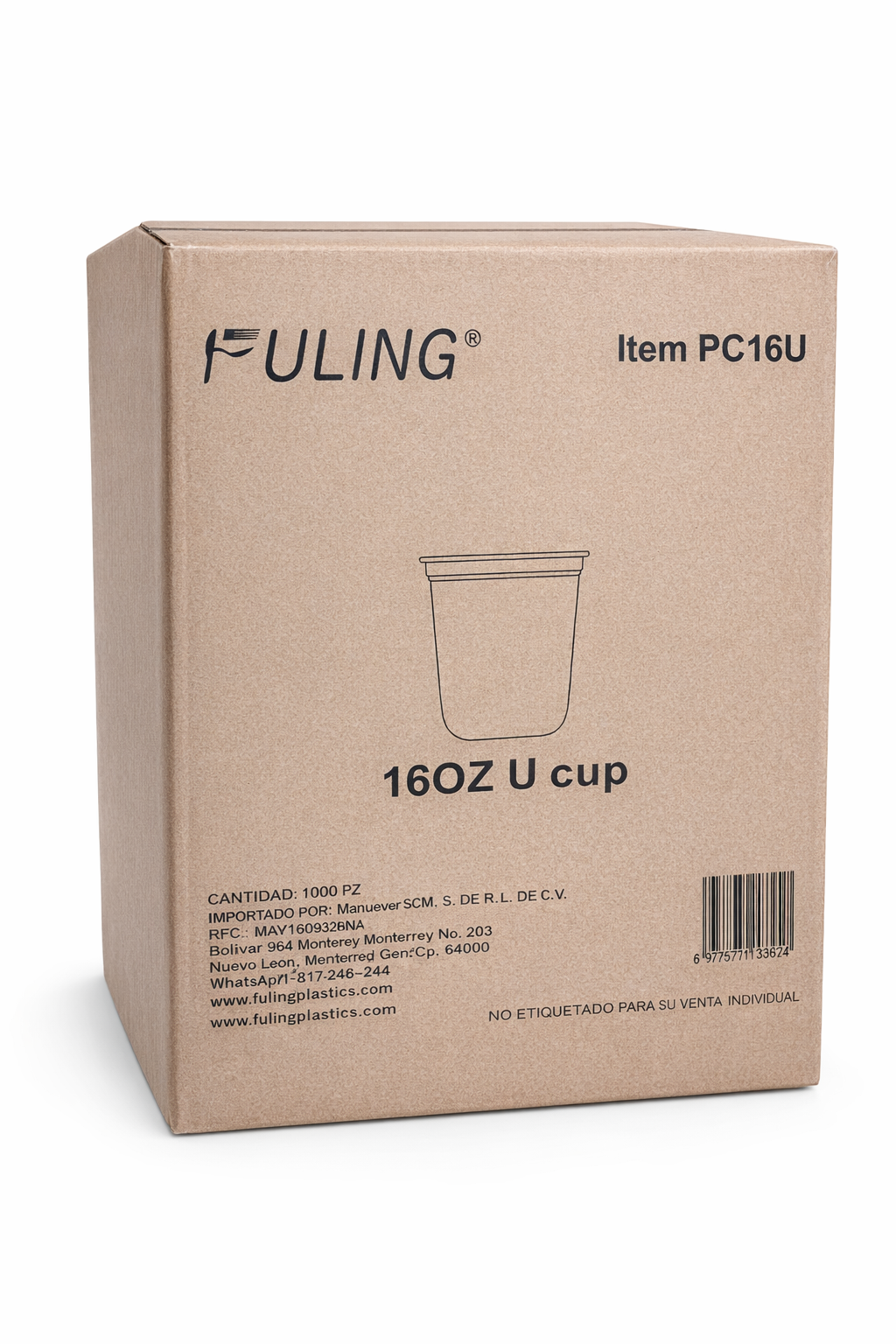 Vasos Pet Fondo U 16 Oz Para Bubble Caja 1000 pzas