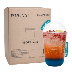 Vasos Pet U 16 Oz Para Bubble Tea Con Tapa Domo 1000pz