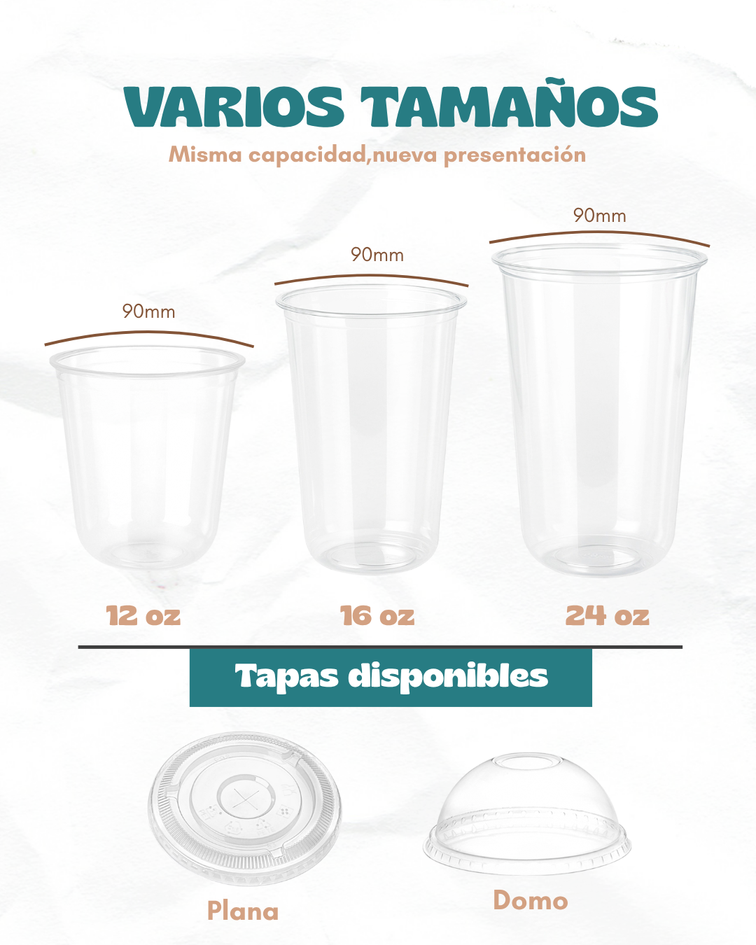Vasos Pet U 16 Oz Para Bubble Tea Con Tapa Plana 1000pz - Image 3