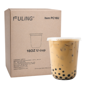 Vasos Pet U 16 Oz Para Bubble Tea Con Tapa Plana 1000pz