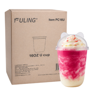 Vasos Pet U 16 Oz Bubble Tea Con Tapa Domo Panda 1000pz